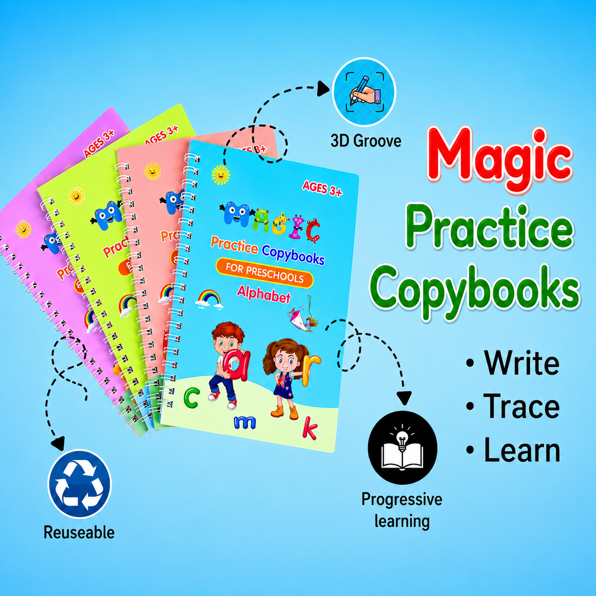 Magic Practice Copybooks Set for Kids